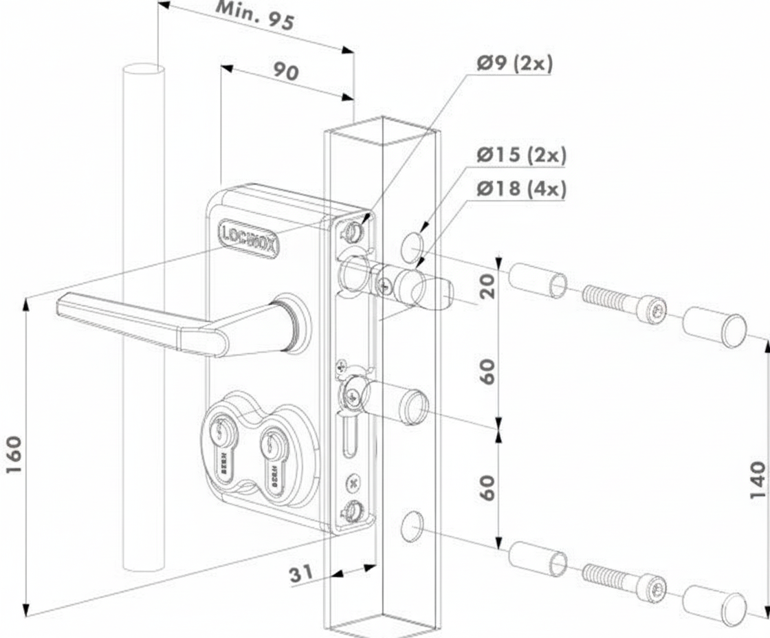 Dubbele cilinder slot hek-kopen