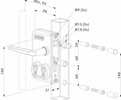 Dubbele cilinder slot hek-kopen