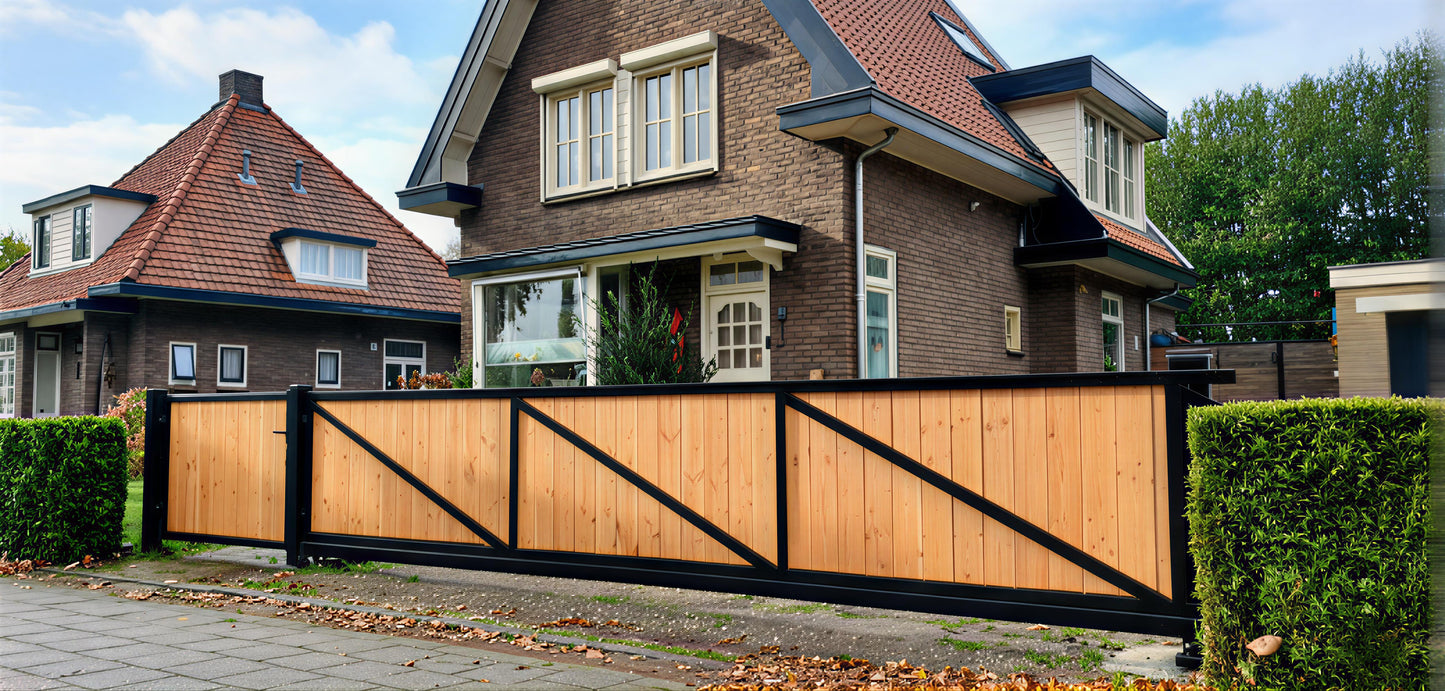 Schuifpoort met houtinleg Excl. houten planken