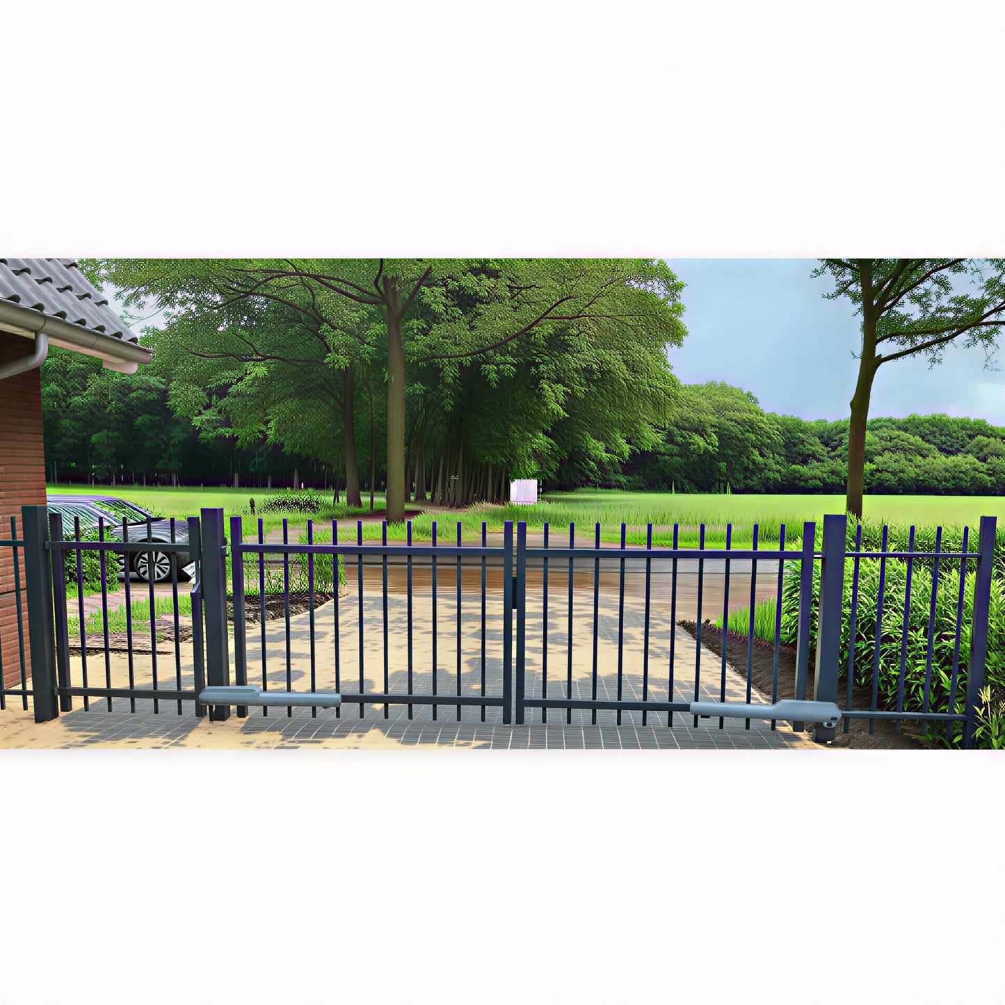 Dubbele poort Spijlen rond Ø25 doorgestoken - incl. slotset